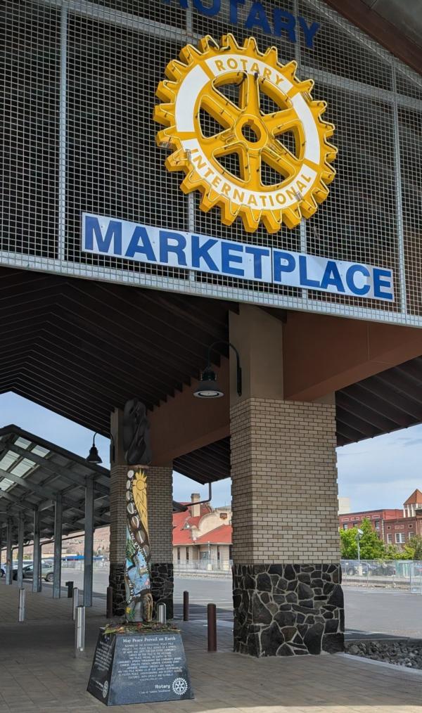 Main article image for story titled 'Yakima Rotary Clubs Dedicate New Peace Pole at Rotary Market Place'