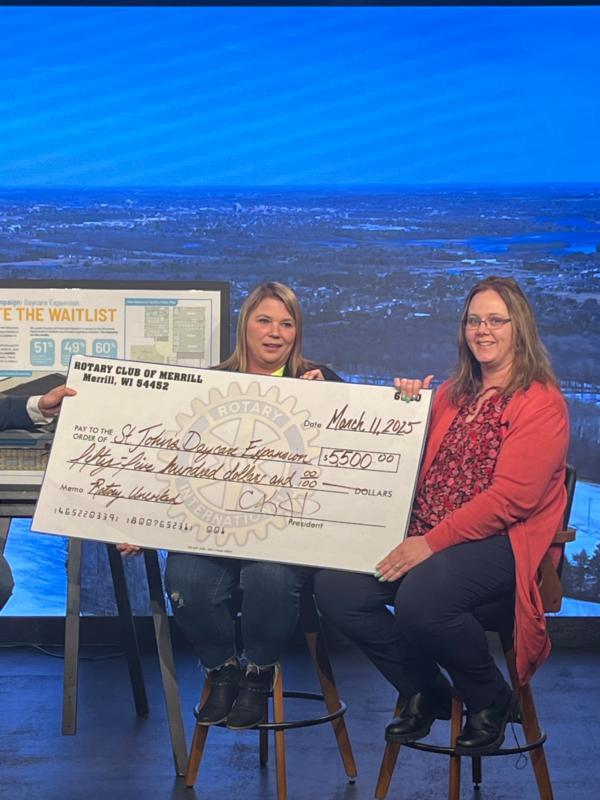 Main article image for story titled 'Merrill Rotary Club Raises $5500 for Daycare Expansion'