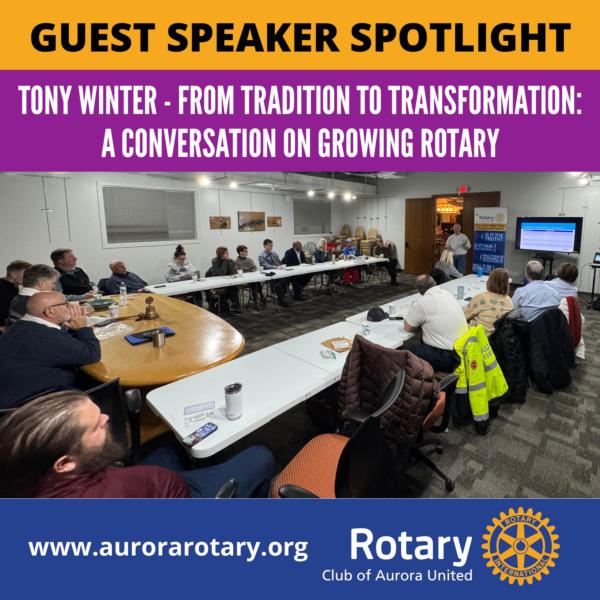Main article image for story titled 'Rotary Club of Aurora United welcomed Tony Winter from the Rotary Club of Batavia'