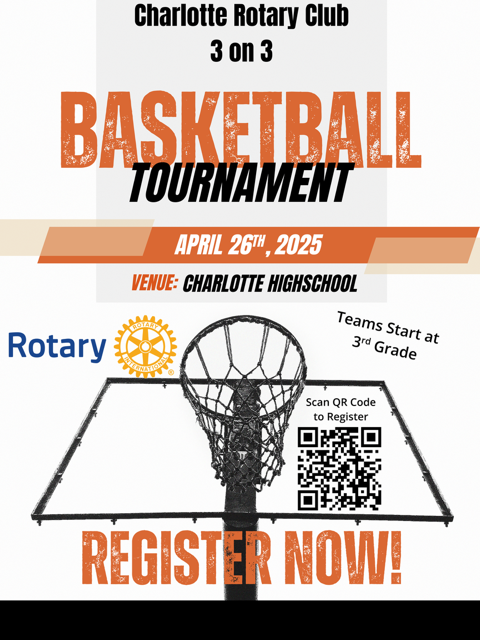 Charlotte Rotary Club Basketball Tournament Flyer